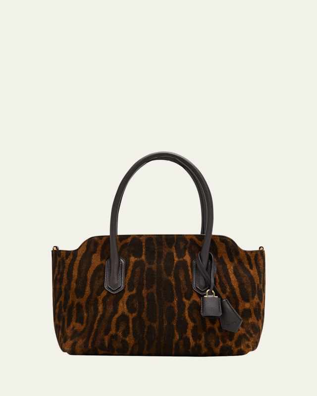 Alexander Medium Top-Handle Bag in Ocelot Suede